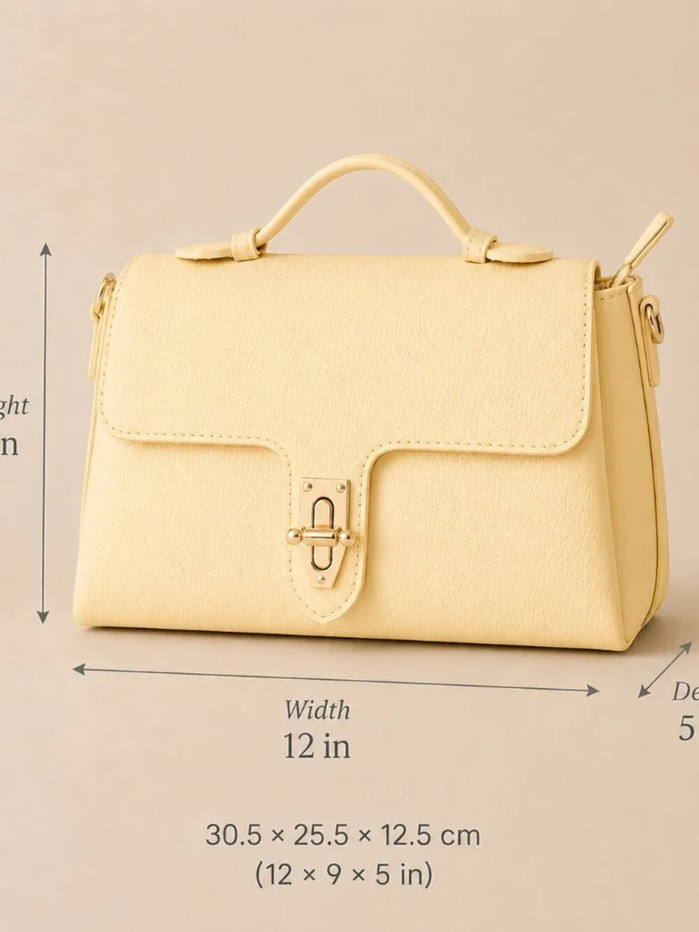 Italian Leather Structured Top Handle Satchel, Butter Yellow Crossbody Bag